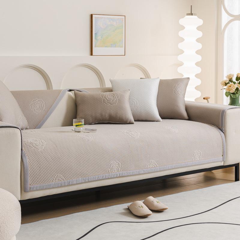 Sofa Cushion for All Seasons, New Summer Mat, Rose High-end Sofa Cover, Non-slip Cover Cloth