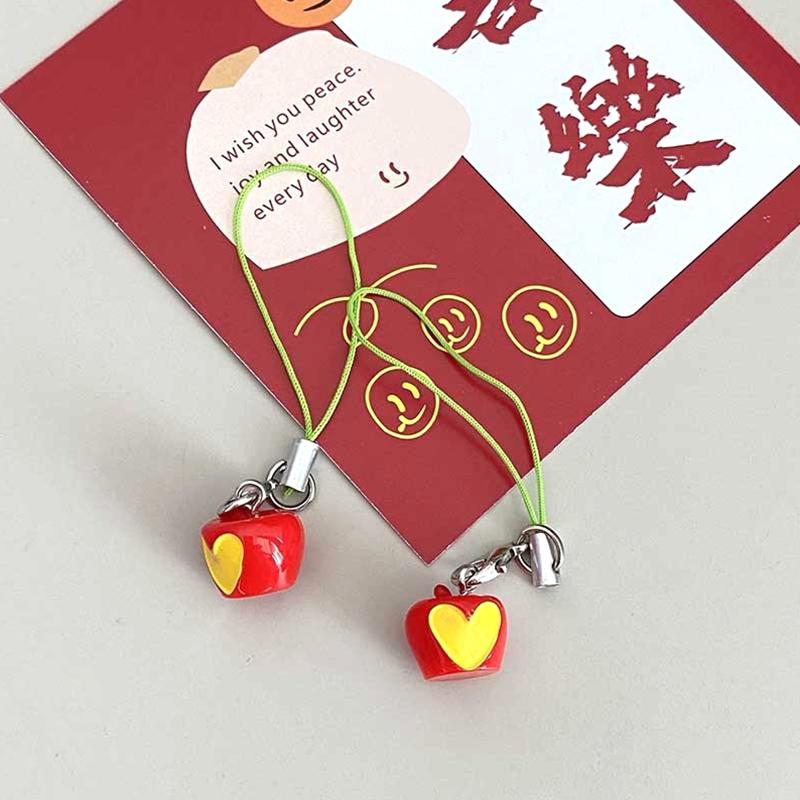 1Pc Cute Love Apple Keychain Apple Core Mobile Phone Rope Pendant Car Keyring U Disk Backpack Charms Bag Decor Send Bestie Gift