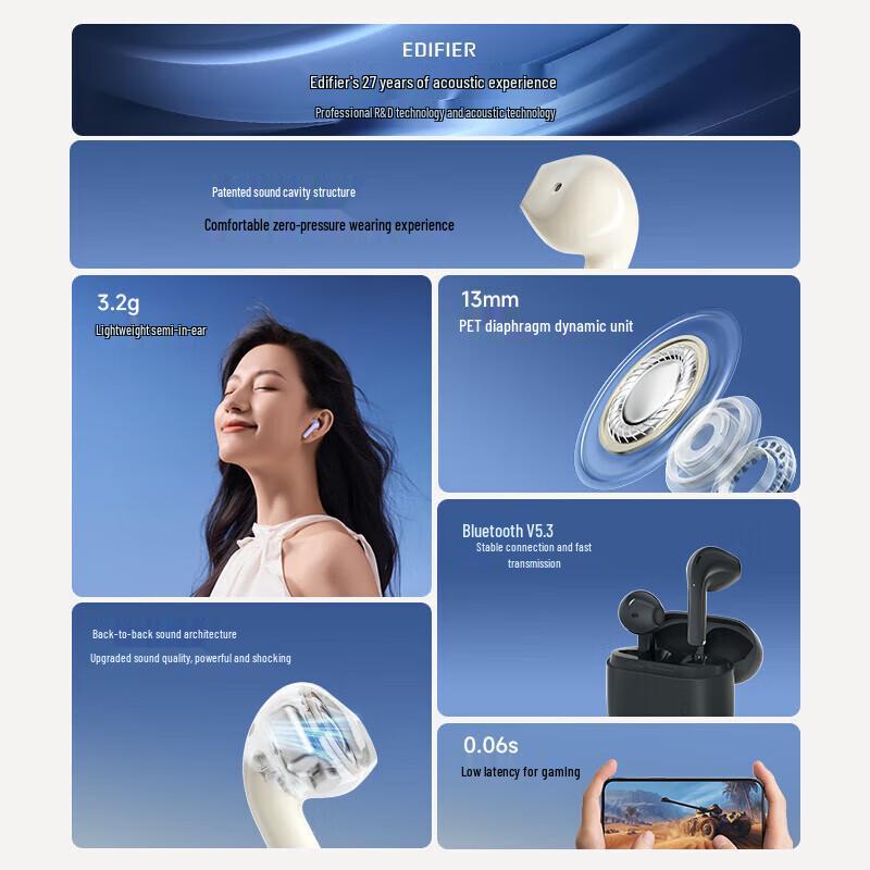 Edifier Zero Air True Wireless Bluetooth Earbuds