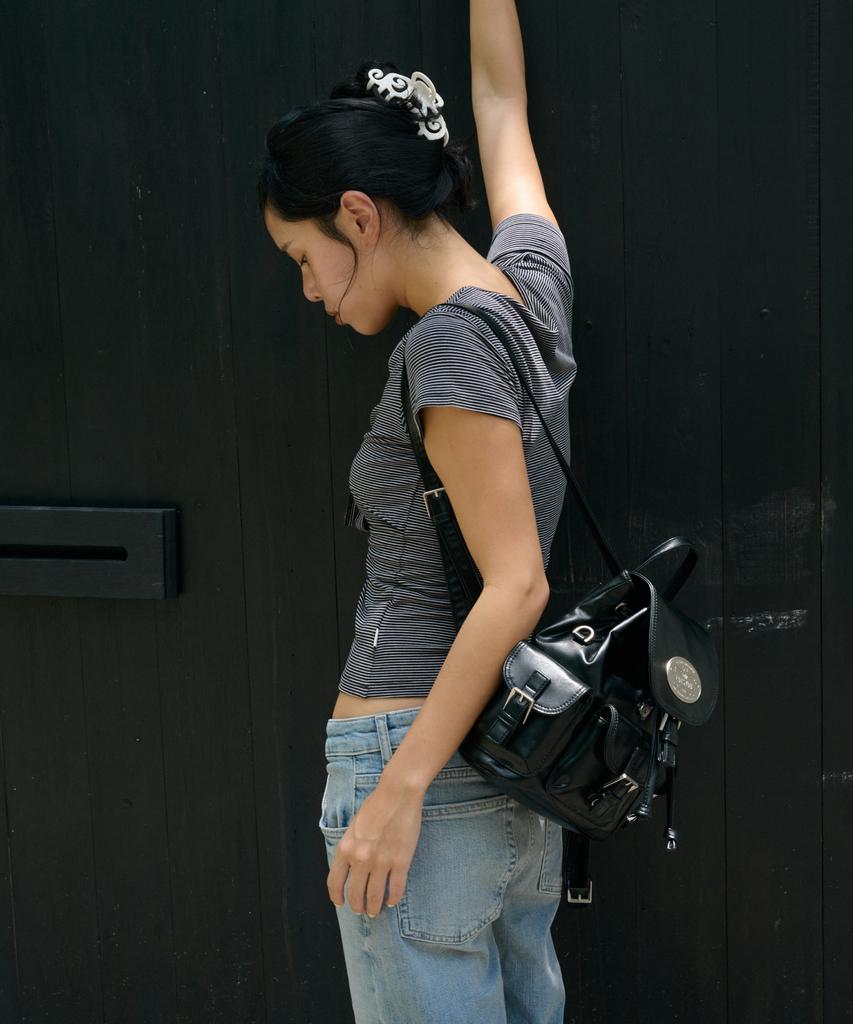 Lotsyou [Leather] Nostalgia Twinkle Backpack Black