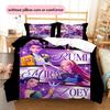 1PC KPop Cazadores de Demonios patrón Juego de Ropa de Cama Colcha Funda de Colcha Funda de Almohada Decoración del Hogar (1 * funda nórdica + 2 * fundas de almohada, sin núcleo)