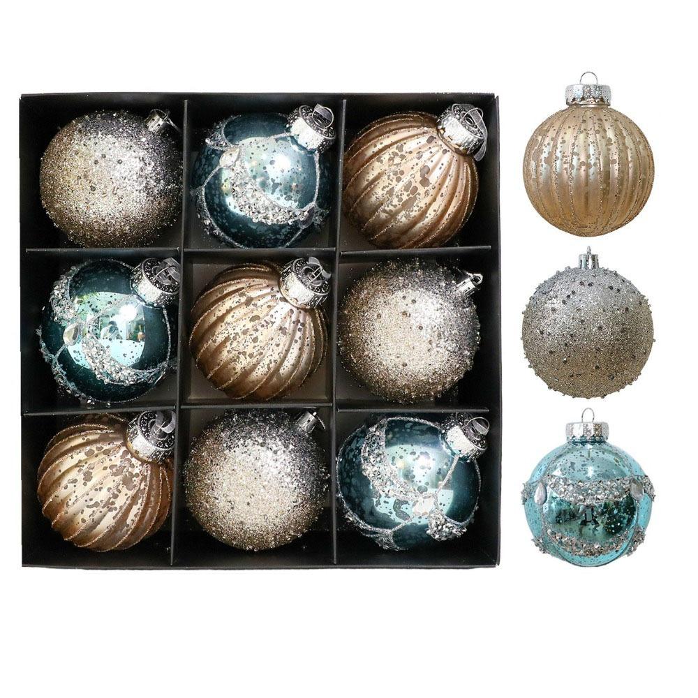 9 Stück 8cm Weihnachtskugeln Bruchsicher Dekorative Weihnachtsanhänger zum Aufhängen Kunststoff Unregelmäßig geformte Weihnachtsbaumdekoration