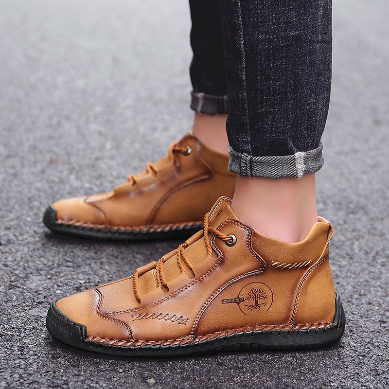 38-48 Men's High-top Large Size Casual Shoes Fashion Retro Casual Leather Boots
