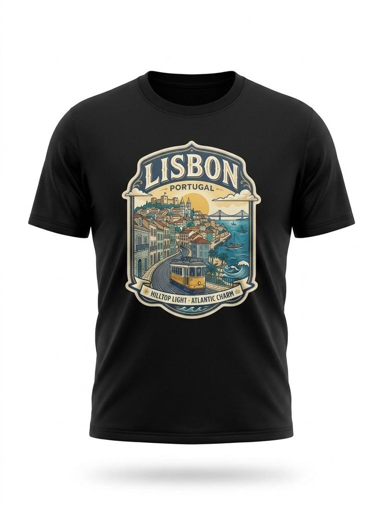 Lisbon Portugal Tram City Graphic T-Shirt Unisex Travel Tee