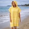 Loose Hooded Beach Towel Stripe Patchwork Bathrobe Multifunctional Bath Towel  Surfing