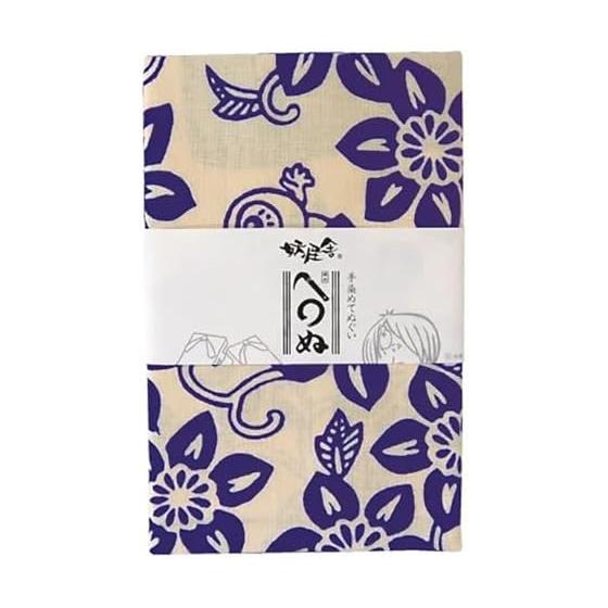 GeGeGe no Kitaro Hand-Dyed Tenugui Towel - Tessen (Clematis) - Kamawanu Collaboration - Chusen Dyed - 100% Cotton - Made in Japan