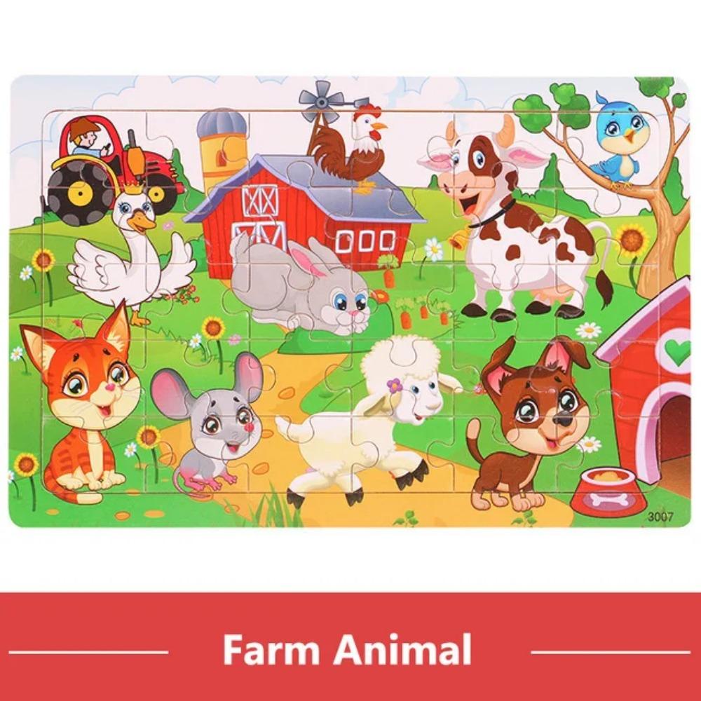 Puzzle 3D Montessori Economic 30 de piese Animal de Desene Animate Puzzle din Lemn Joc de Masă Jucării Educative Pentru Copii Cadouri