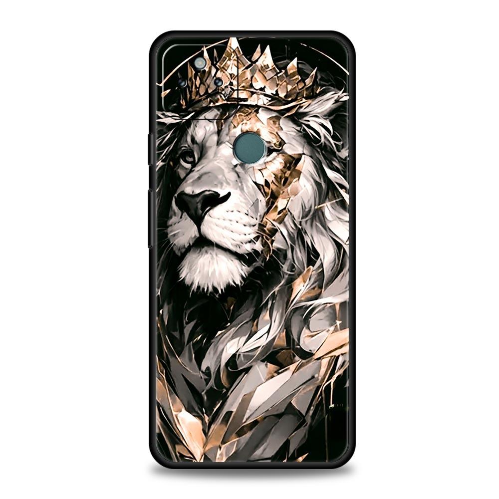 Cross Pattern Bicolor Lion Phone Case Cover for Google Pixel 10 9 8 7 6 9A 8A 7A 6A Pro Shockproof Soft TPU 10 Pro XL Shell Bags