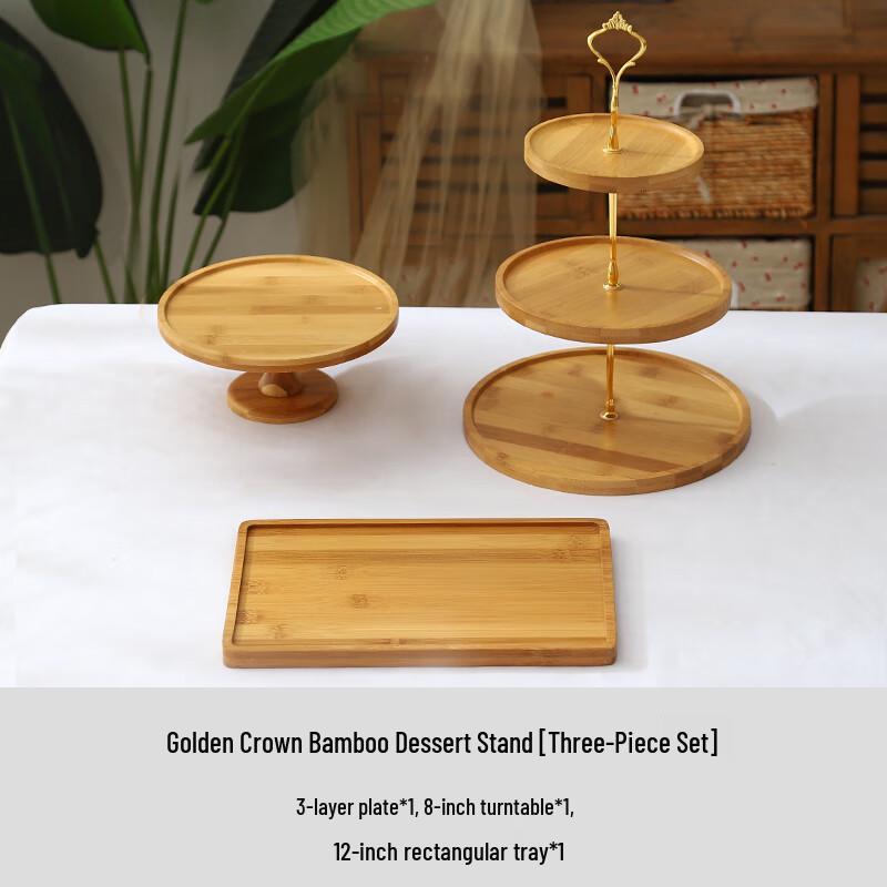 Gold Crown Forest Bamboo Wooden Dessert & Afternoon Tea Set