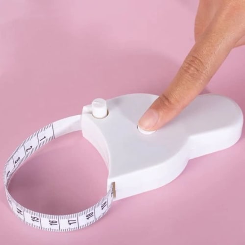 Seven cat" Tape Measure, One-Touch Measuring Tool, Y-Shaped, White, Round, Double-Sided Markings, Automatic Rewind, Measures Waist, Thighs, Hips, Che