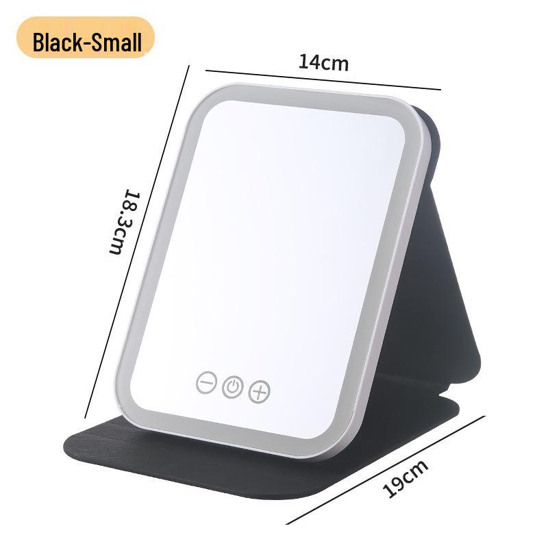 Portable PU Leather Folding Makeup Mirror - Square, Vintage Design in Large, Medium, Small for On-the-Go Beauty and Touch-Ups.