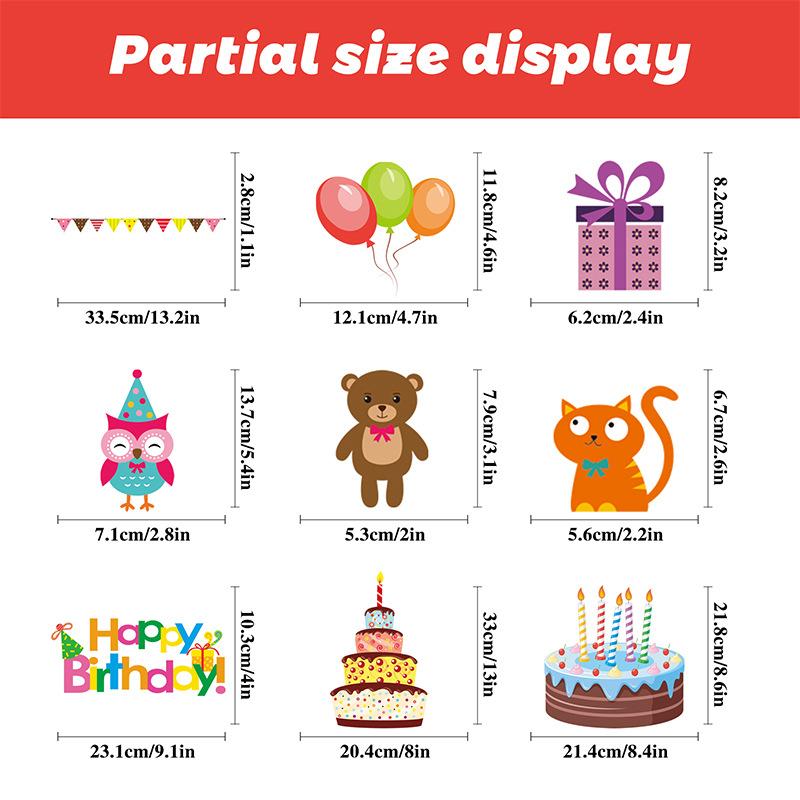 Children's Birthday Party Decoration, Window Scene Arrangement, Cake Shop Glass Stickers, Window Static Stickers, Decorative Window Stickers