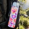 1PC Multi Color Heart Doodle Print 750ml Color Plastic Sports Water Bottle Leakproof Flip Straw Lid Suitable for Sports Office Home Use