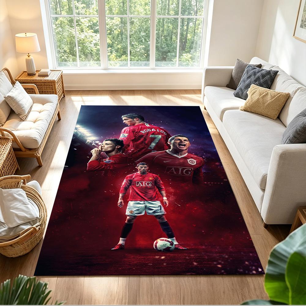Cristiano Ronaldo Teppich Büroteppich Perfekt für Spielzimmer Balkon Küche Eingangsbereich Rutschfester Teppich Anime Bürodekoration Am besten für Weihnachten
