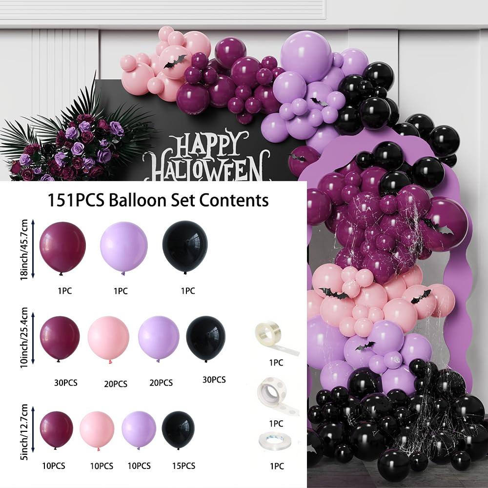 

151 Pieces Halloween Balloon Arch Set for Halloween Party Birthday Ceremony Theme Activity Escape Room Etc Other