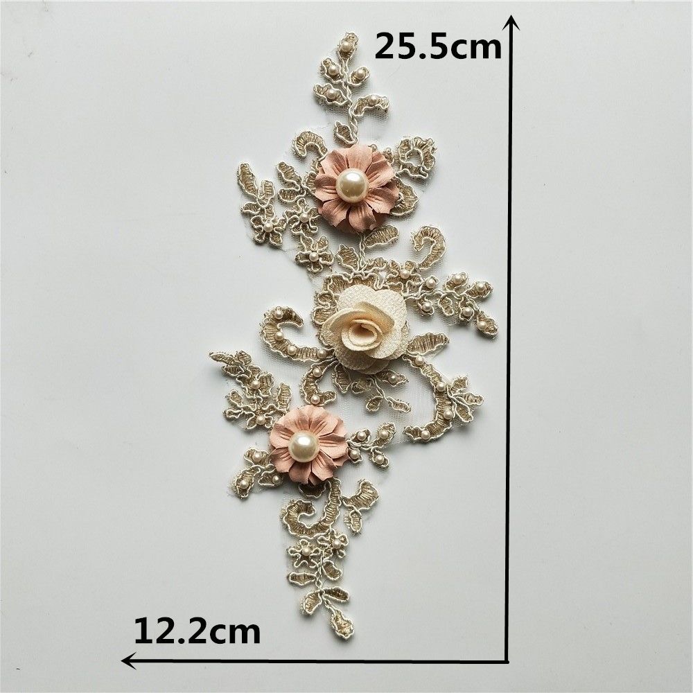 Golden Yellow I Water-Soluble Embroidery Three-Dimensional Lace Bead Sticky Flower Diy Sewing Decoration With Clothing Accessories Lace