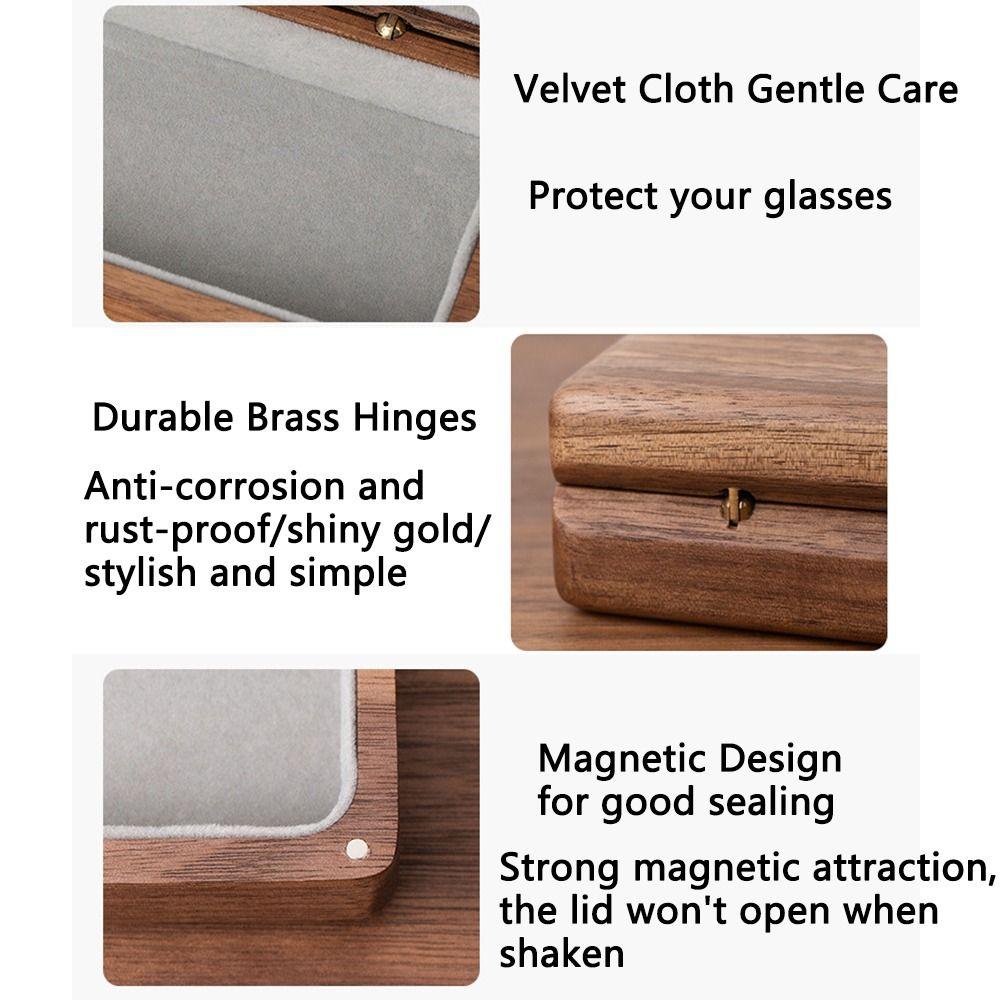 Retro Wood Glasses Case Magnetic Buckle Walnut Wood Storage Box  Eyewear Organizer
