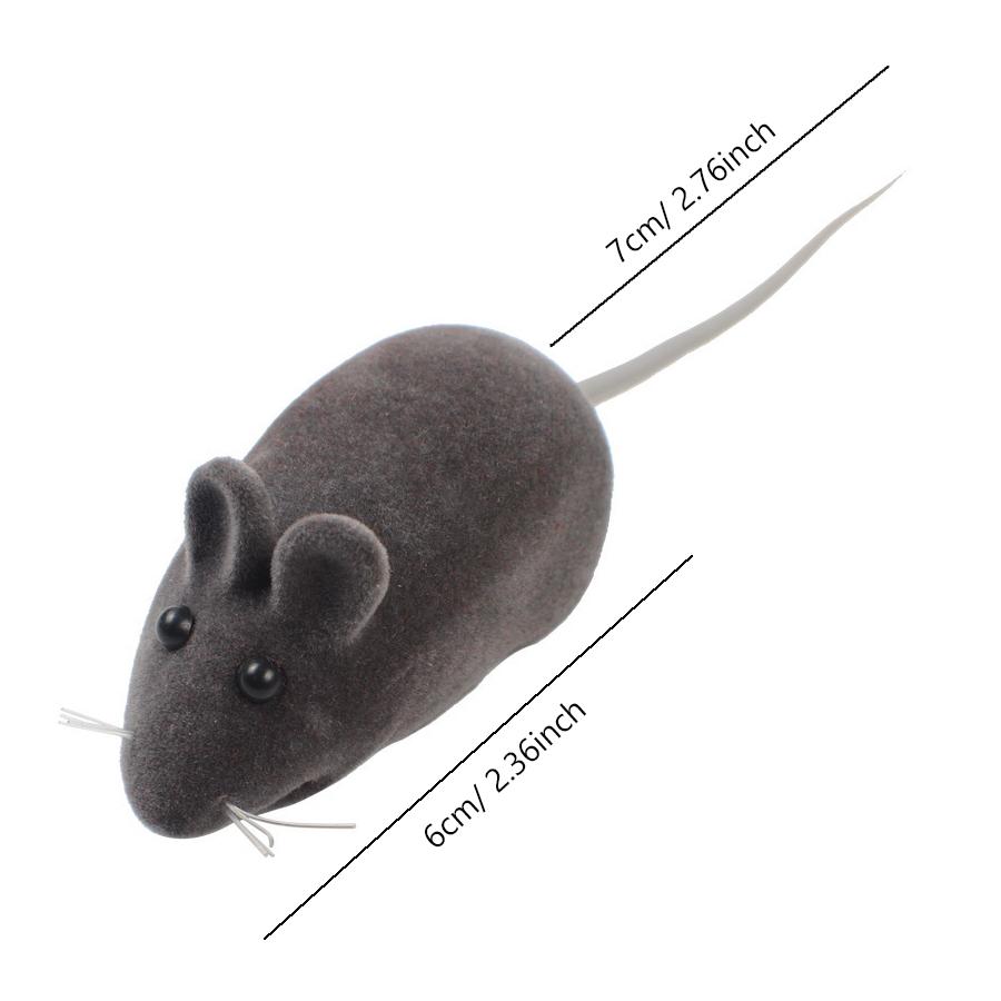2Pcs Squeaky Rubber Rat Cat Toy with Plush Faux Fur, Pet Interactive Toy for Cat Chasing & Dog Chewing Play
