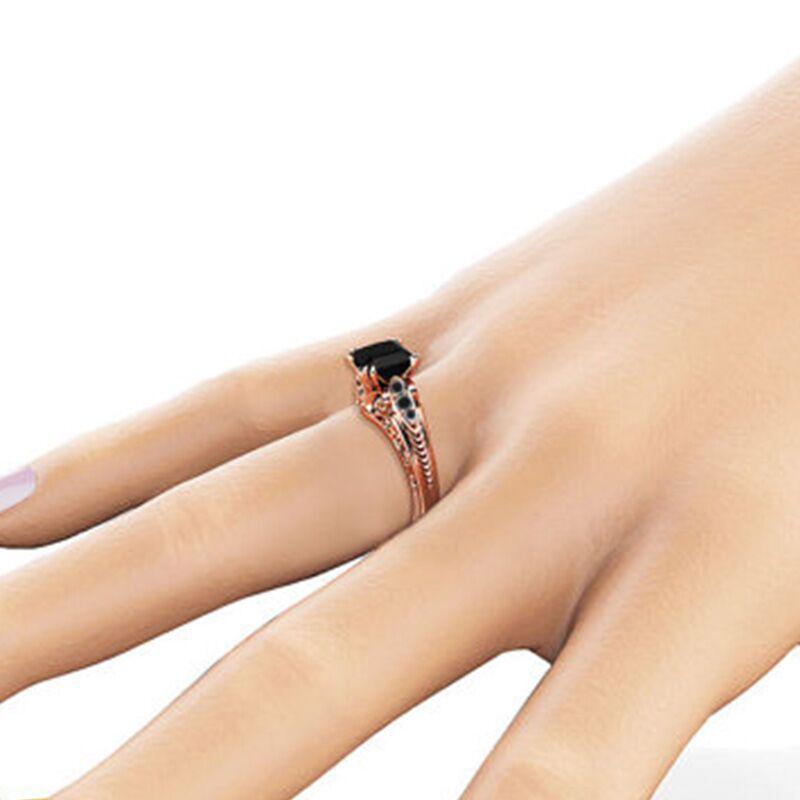 Elegant Black Gradient Zircon Ring with Full Diamond Inlay