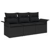 Canapés de Jardin 3 Pièces avec Coussins Noir Poly Rattan, Canapé de Jardin 2 Places avec Rangement &amp; Coussins Noir Poly 3353892