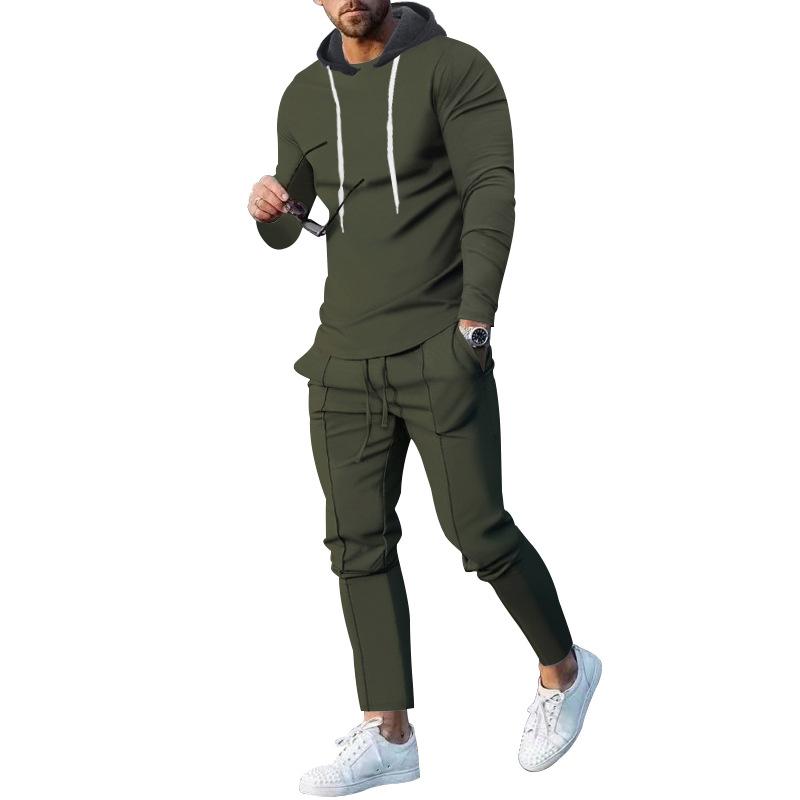 Traje Deportivo de Ocio para Hombre Primavera y Otoño Sudadera Holgada Conjunto Slim de Dos Piezas para Hombre