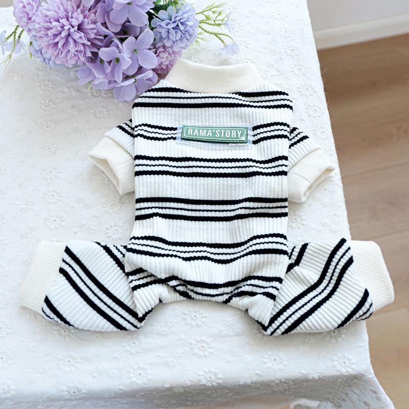 Pet circle, pet clothes, dog and cat clothing, clothing, one-piece black and white strip home clothes
