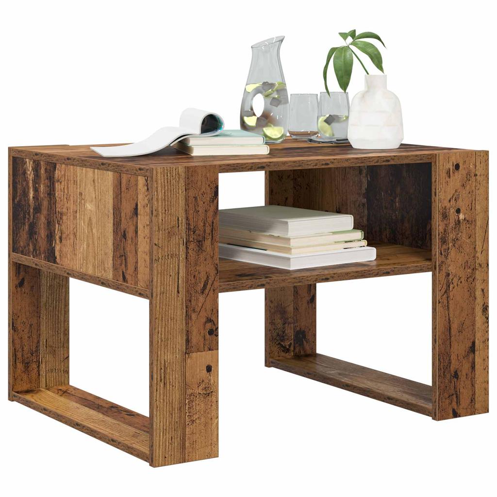 Coffee Table with Storage Reclaimed Wood Look 66 X 53 X 45 Cm Wood Based Material