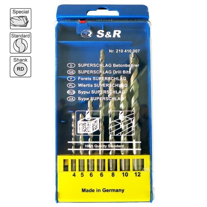 S&R Coffret De Forets À Béton Avec Tige Cylindrique De Qualité Professionnelle. Fabrication Allemande.