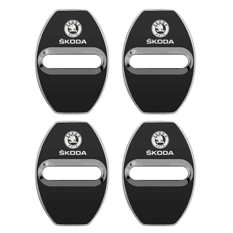 

Car Sticker 4PCS Car Door Lock Decoration Protector Cover Emblem Case For Skoda fabia octavia kodiaq superb karoq fabia Styling