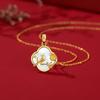 Ticia S925 Sterling Silver Joyful Eyebrows Necklace - Retro Chinese Style Shell Four-Leaf Clover Clavicle Chain for Women.