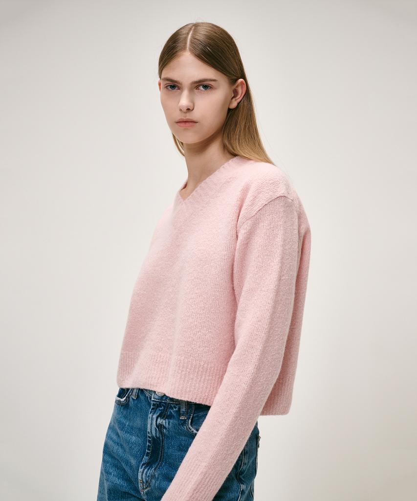 KEI CURRENT Boucle V-Neck Sweater_Pink