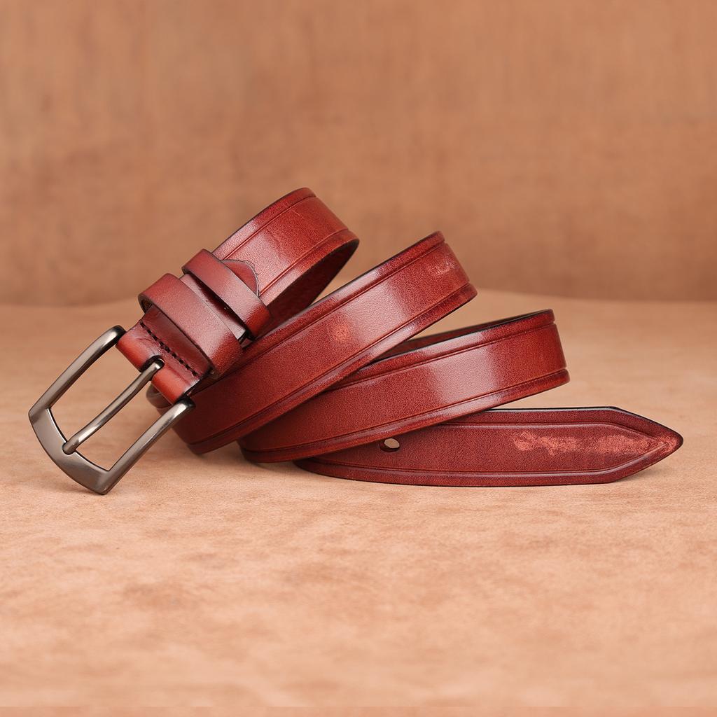 Retro-Gürtel Herren Erste Schicht Rindsleder Vollleder Vielseitig Baumrindenleder Nadelverschluss Gürtel Mittelalter und Junge Männer Neuer Gürtel
