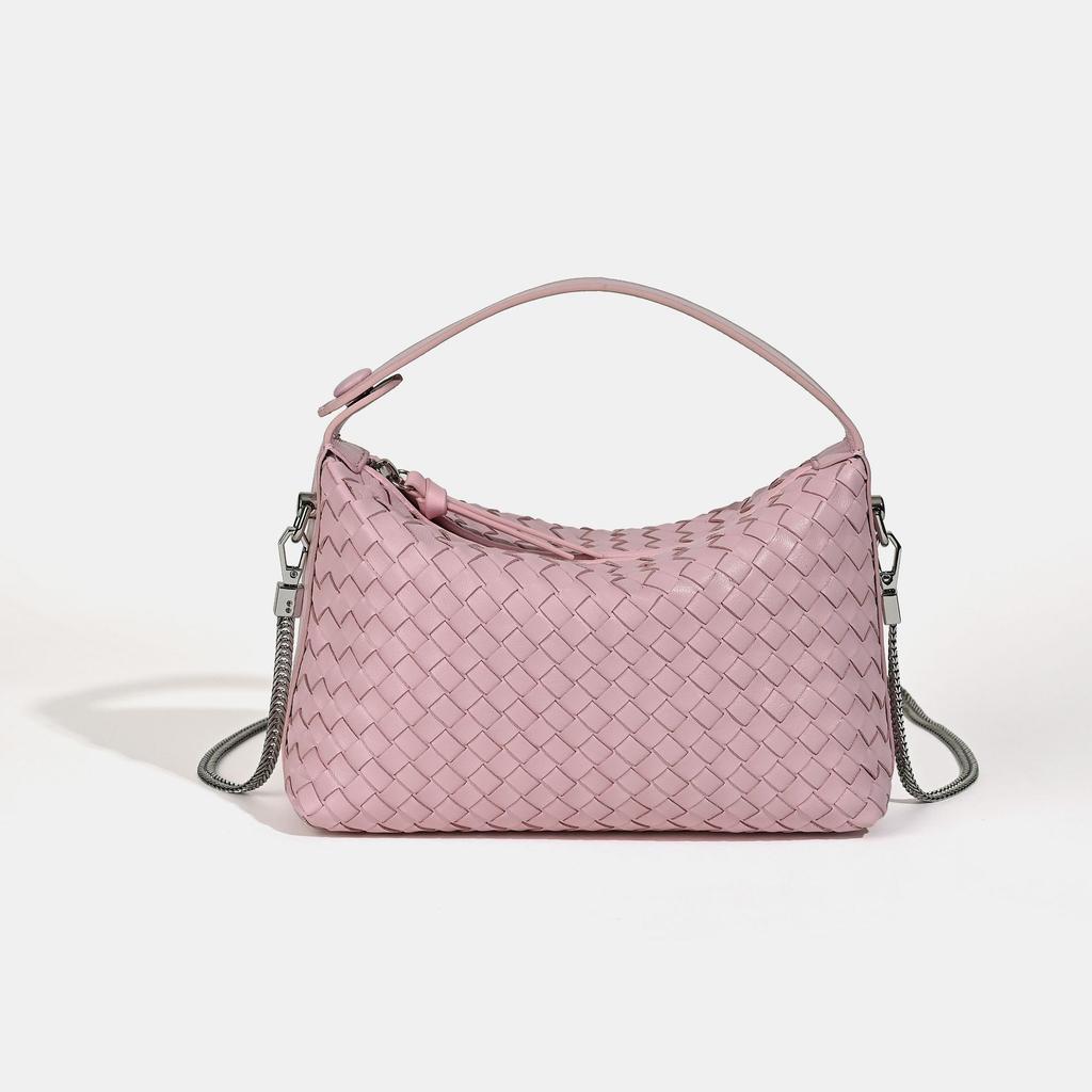 2025 Neue Nische Tote Schafsleder Damen Tasche Gewebte Umhängetasche Schlicht Lässig Vielseitige Handtasche Einfarbig