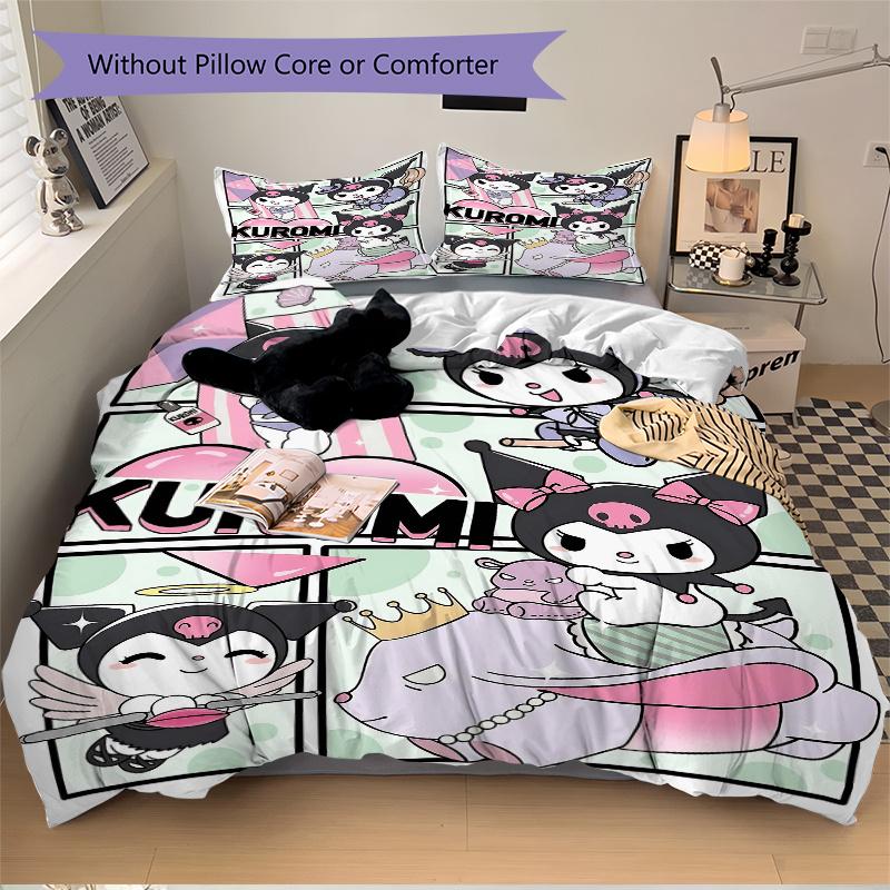3pcs Kuromi's Magical Adventures Quilt Cover Set - Soft and Cozy Bedroom, Guest Room and Dorm Decorative Bedding 3-Piece Set 1 Quilt Cover + 2 Pi