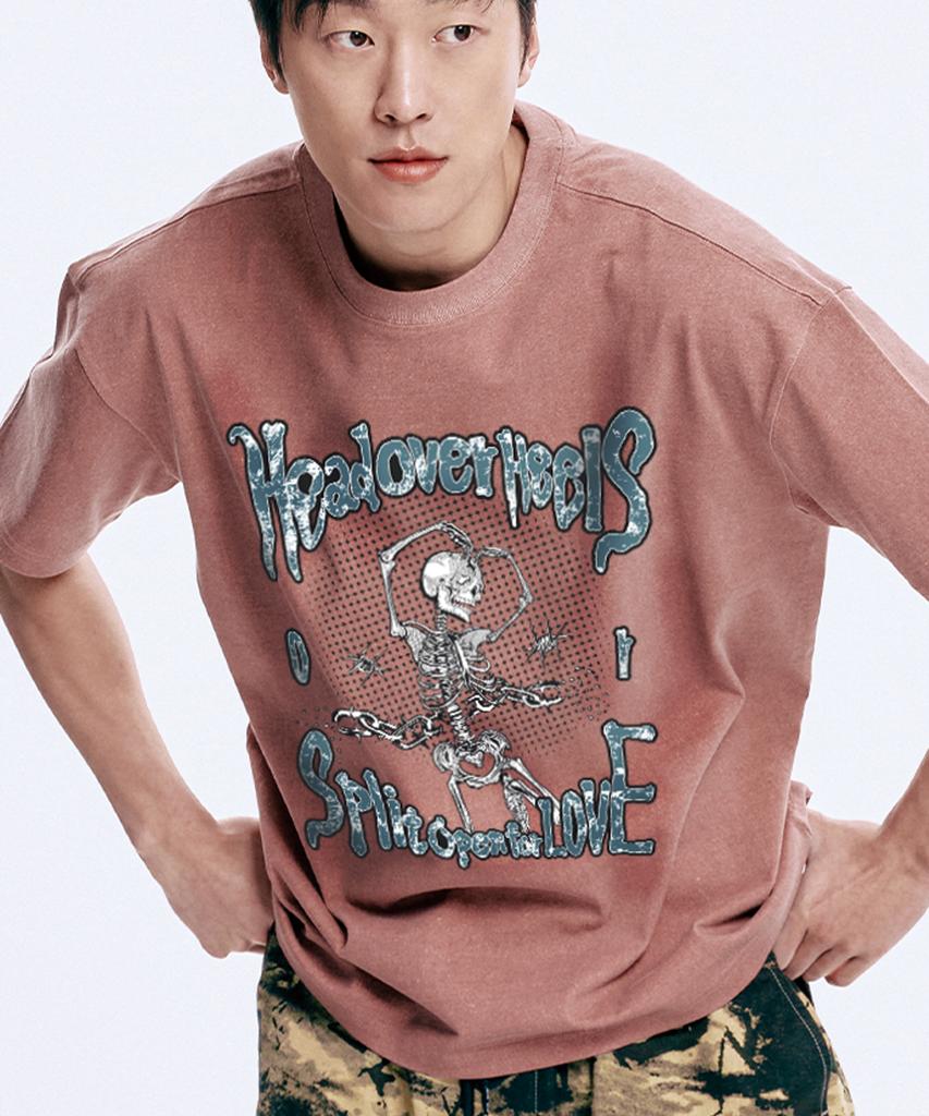 WILDROCK Wild Head Over Heel Pigment Overfit Short Sleeve T-Shirt_5 Col