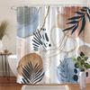 1Pc Abstract Geometric And Nature Style Shower Curtain, Machine Washable Polyester With Hooks For Bathroom Decoration