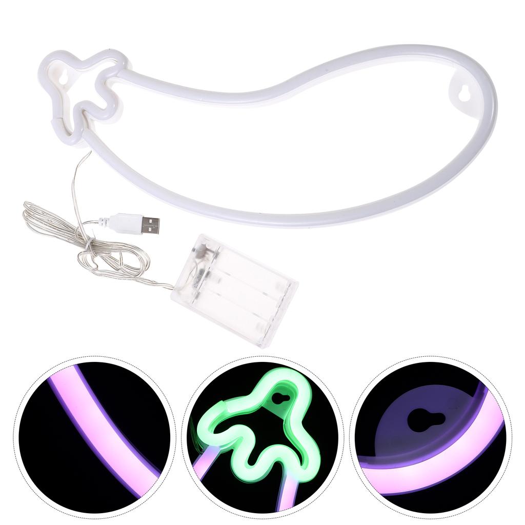 Aubergine Neon Frukt Skilt Barn Dekor Lys opp Vegg Nattlampe Skilt for barn