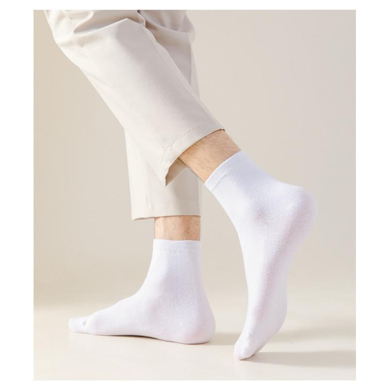 Men's Spring and Autumn Sweat-absorbing Solid Color Business Tube Cotton Socks