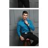 Spring Autum Polo-neck Solid Single Breasted Casual Shirt Men Long Sleeve Business Blouse Cardigan Top Men