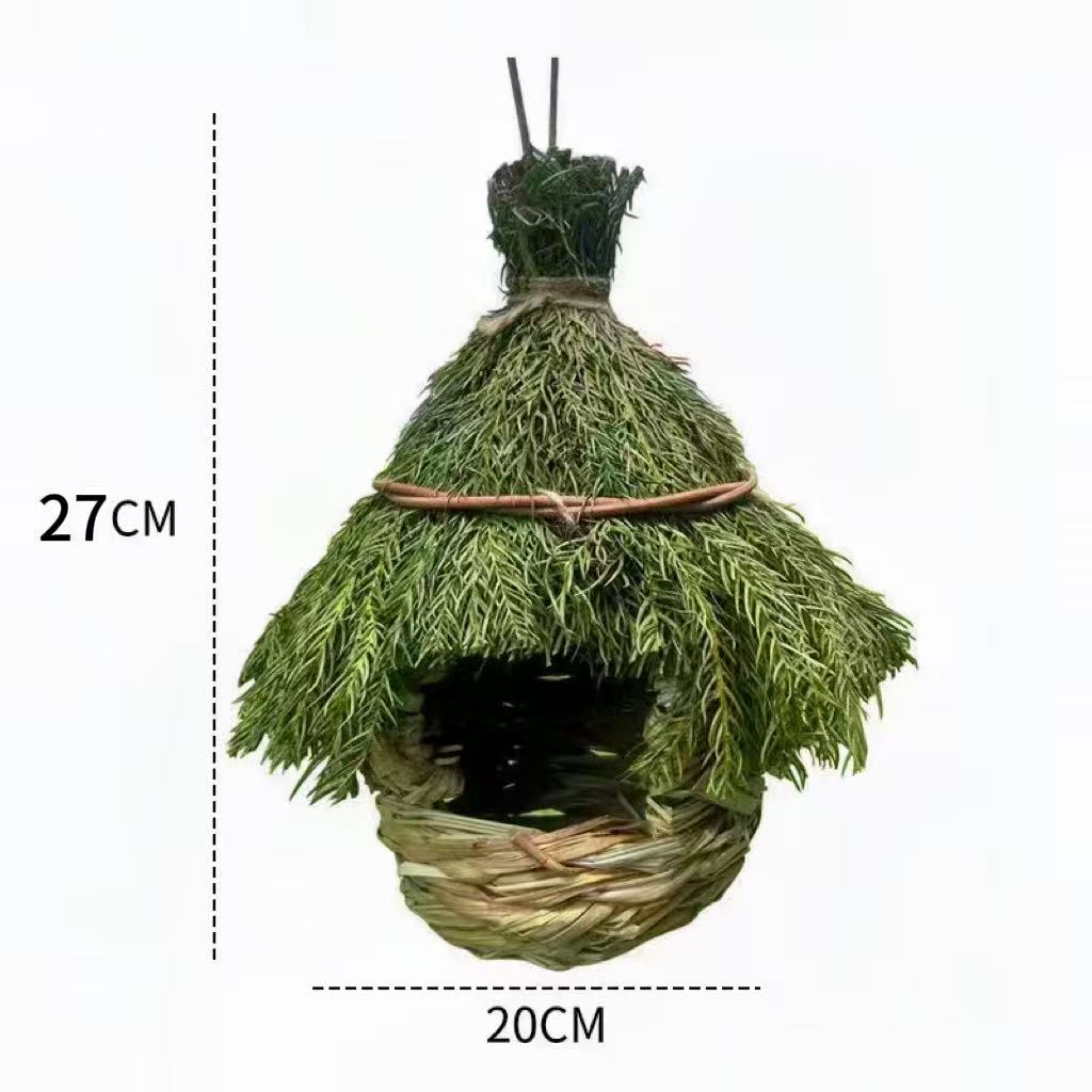 

Birds Nest Hand Woven Bird House Hanging Grass Birds Hut for Outside Indoor Lawn Patio Home Yard Decoration зелений