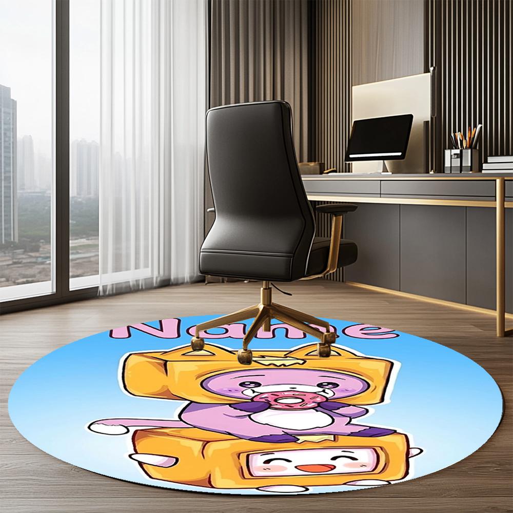 Custom Name LankyBox Printed Round Rug Carpet Chair Rug Area Rug Entryway Doormats,for Office Chair Living Room Bedroom Kitchen Room.