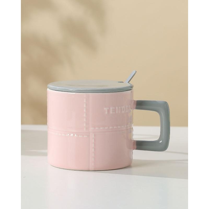 Creative and Simple Mugs Macaron Color Blocking Ceramic Cups High Appearance Level  InS Style Couple Coffee Cups and Souvenir Cups