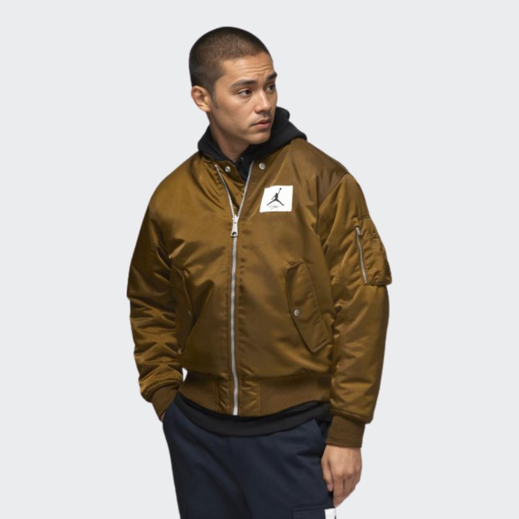 Jordan Unifarbenes Logo-Patch Baseballkragen Wendbare Baumwolljacke Herren Oberbekleidung Braun DQ7345-385
