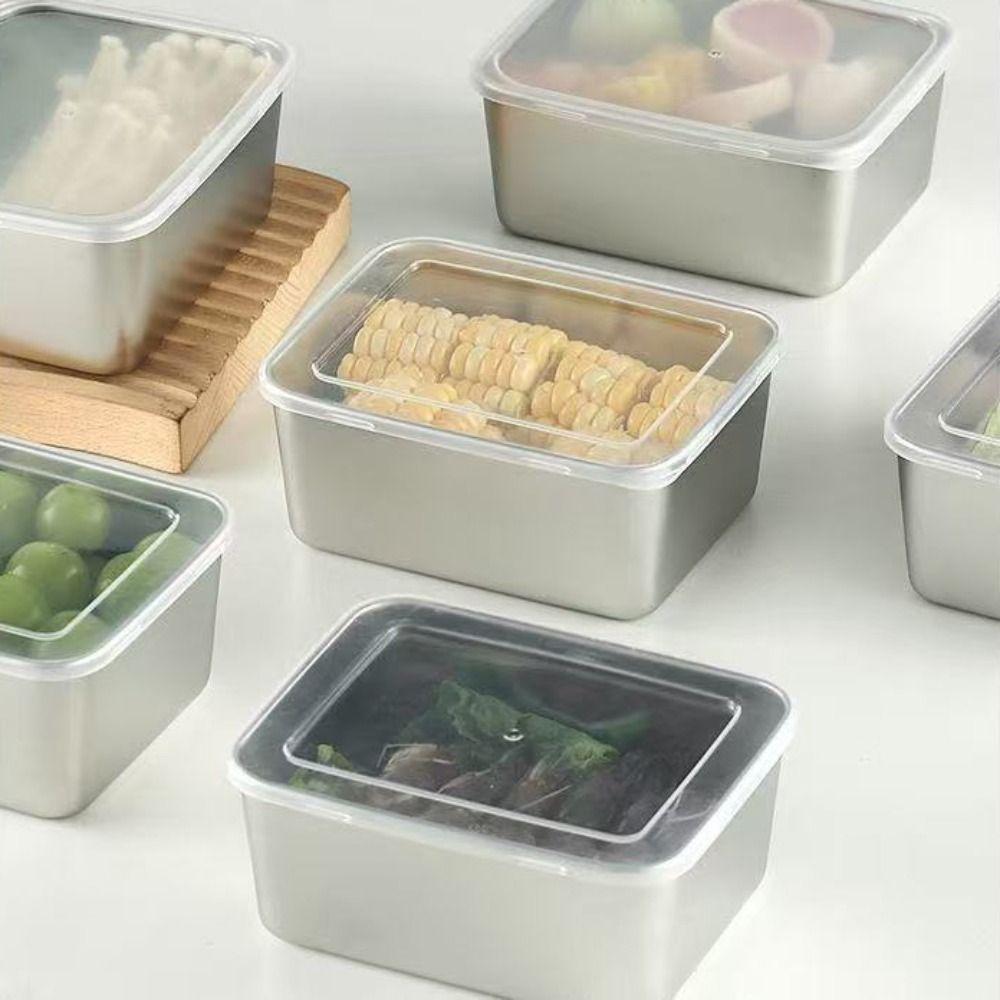 6Pcs With Lids Food Storage Containers Stackable Reusable Stainless Steel Food Containers Leakproof Thickened