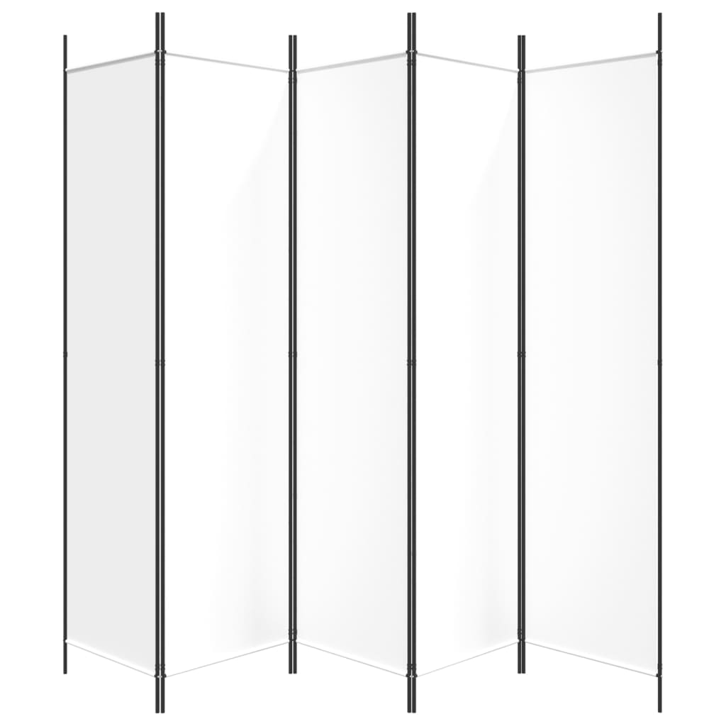 Vidaxl 5-Panel Room Divider, White, 250X200 Cm, Fabric