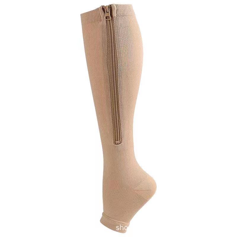 Elastic Compression Zipper Socks - Unisex Sports, Sweat-Absorbent, Beautiful Leg-Shaping Socks