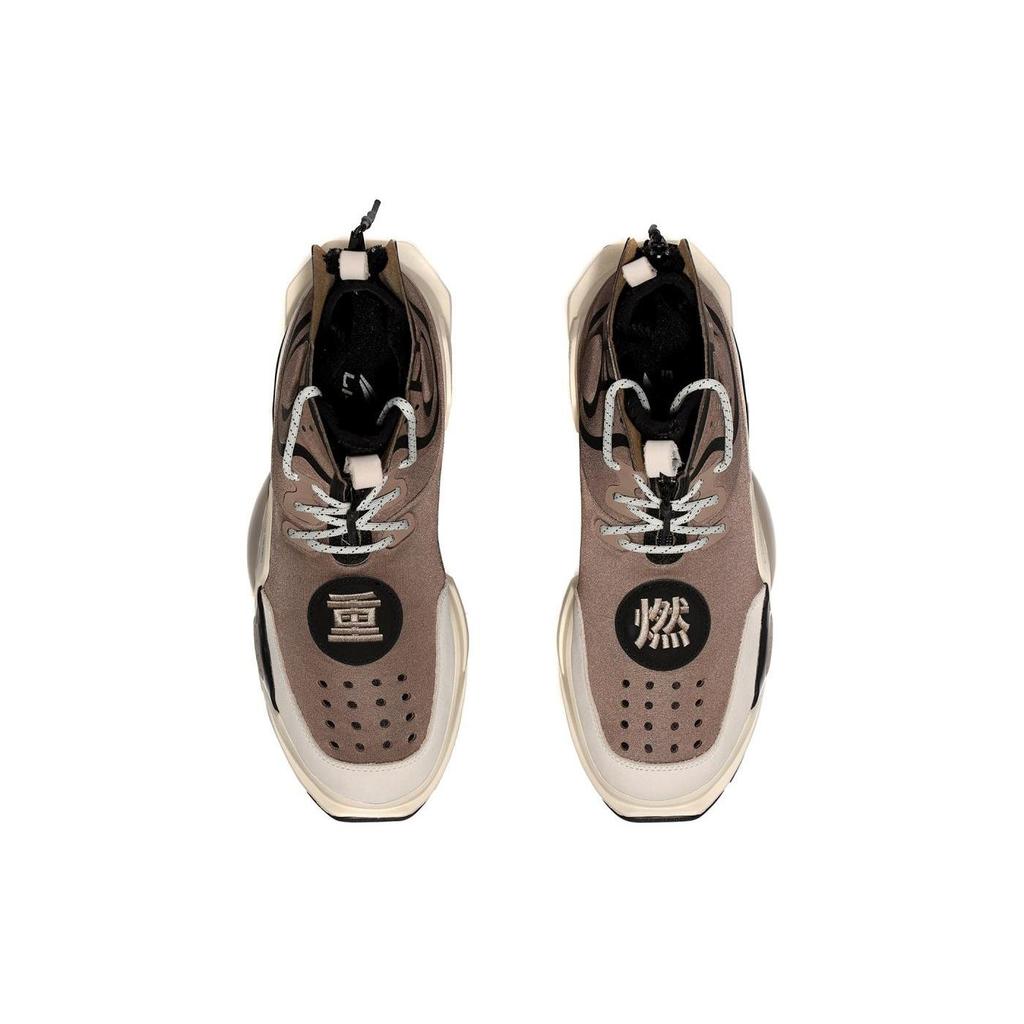 Li Ning Rekindled Cushioning Slip Resistant Abrasion Resistant High top Vintage Basketball Shoes Men's Brown AGBN052-2