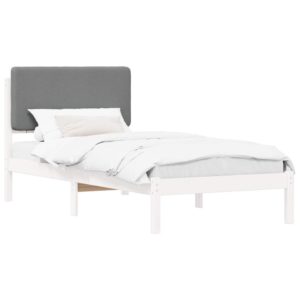 Bed Frame with Padded Headboard Light Grey 75 x 190 cm