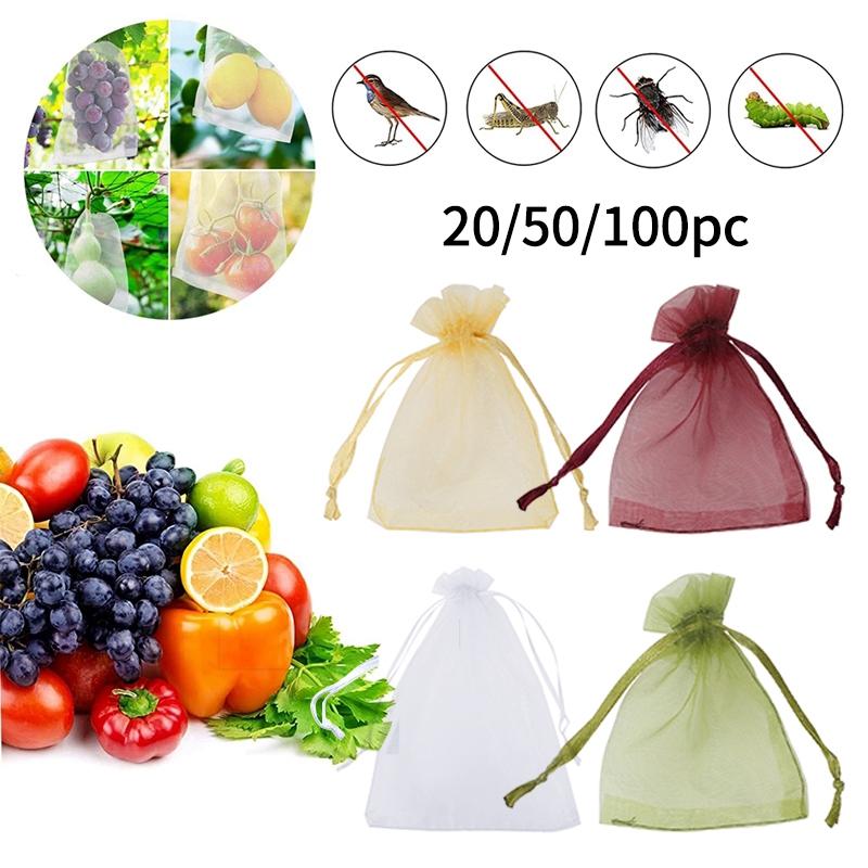 50pcs Plant Grow Bags Fruit Protection Bag Strawberry Grapes Fruit  Protection Netting Mesh Pest Control Anti-Bird Garden Tools