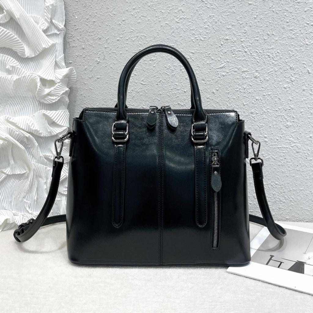 Women Shoulder Cross body Handbag Top Handle Bag Genuine Leather Casual Designer Lady Female Oil Wax Cowhide Messenger Tote Bag